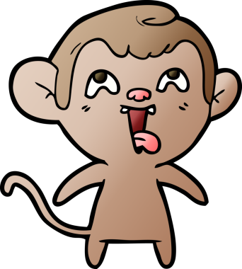 Bir insan tarafından çizilmiş çılgın çizgi film maymunu