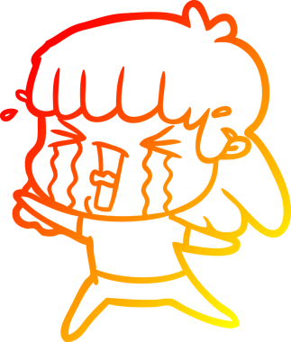 Bir insan tarafından çizilmiş göz yaşları içindeki çizgi film kadını çizimi.