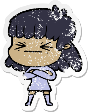 Bir insan tarafından çizilmiş stresli bir karikatür çıkartması.