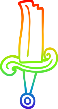 Bir insan tarafından çizilmiş mücevherli bir kılıcın çizgi çizimi.