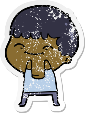 Bir insan tarafından çizilmiş mutlu bir çocuğun sıkıntılı çıkartması.