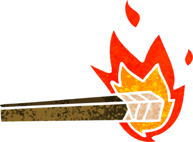 Bir insan tarafından çizilmiş retro illüstrasyon tarzı tuhaf çizgi film meşalesi.