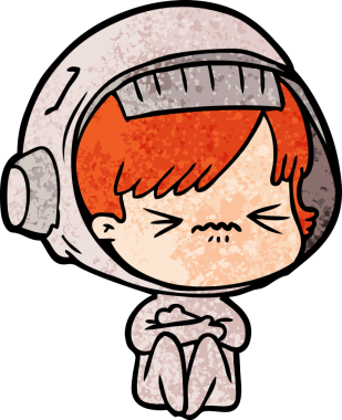 Bir insan tarafından çizilmiş kızgın uzay kızı.