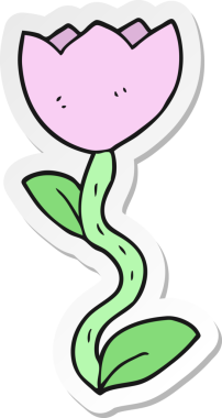 Bir insan tarafından çizilmiş karikatür çiçeğinin çıkartması.