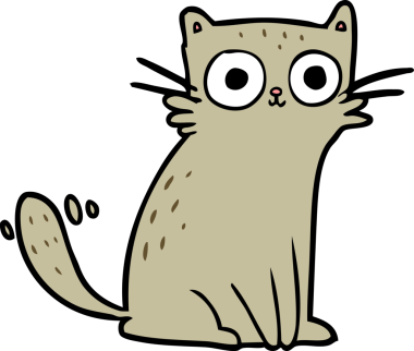 Bir insan tarafından çizilmiş çizgi film kedisi.