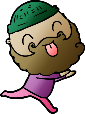 Bir insan tarafından çizilmiş sakallı, koşan bir adam.