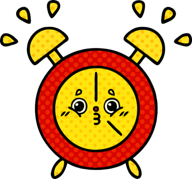 bir insan tarafından çizilmiş bir çalar saatin çizgi roman tarzı