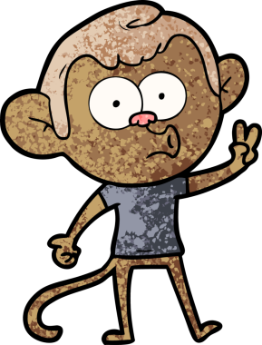 Bir insan tarafından çizilmiş korna çalan maymun.