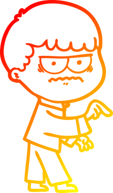 Bir insan tarafından çizilmiş bir çizgi filmin sıcak gradyan çizimi