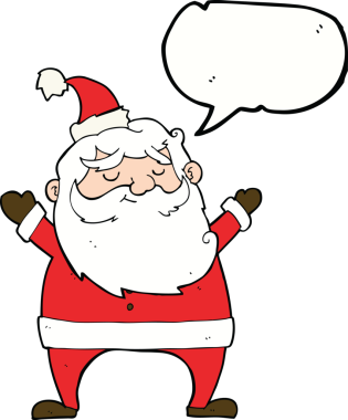 Bir insan tarafından çizilmiş neşeli Noel Baba çizgi filmi.