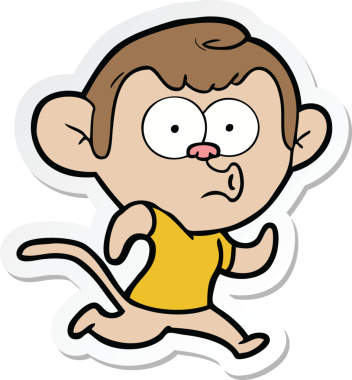 Bir insan tarafından çizilmiş korna çalan bir maymunun çıkartması.