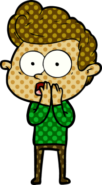 Bir insan tarafından çizilmiş çizgi film bakışlı adam.