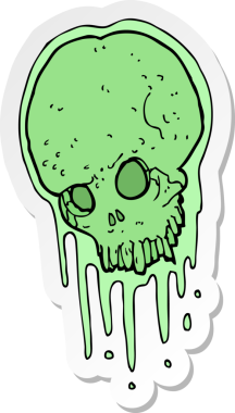 Bir insan tarafından çizilmiş yapışkan bir kafatası.