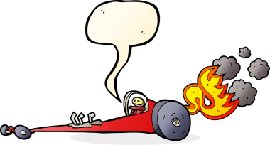 bir insan tarafından çizilmiş konuşma balonlu çizgi film yarışçısı