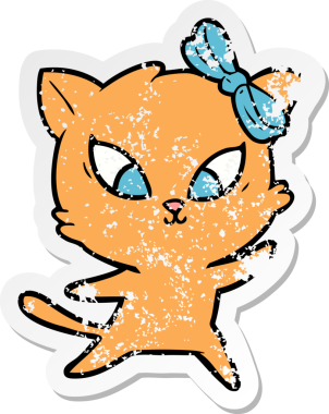 Bir insan tarafından çizilmiş karikatür bir kedinin sıkıntılı çıkartması.