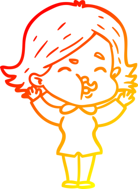 Bir insan tarafından çizilmiş bir çizgi film kızının sıcak çizgi çizimi.