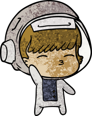 Bir insan tarafından çizilmiş meraklı astronot çizimi.