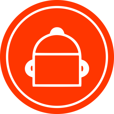 Bir insan tarafından çizilmiş tencere yuvarlak simgesi.