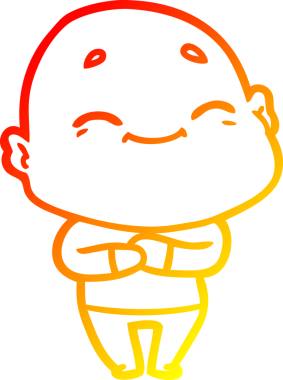 Bir insan tarafından çizilmiş, mutlu kel bir adamın çizgi çizimi.