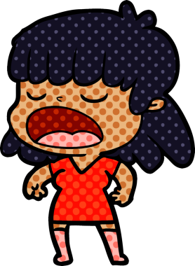 Çizgi filmdeki kadın bir insan tarafından yüksek sesle çizilmiş.