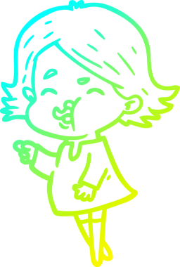 Bir insan tarafından çizilmiş bir karikatür kızı çizimi.