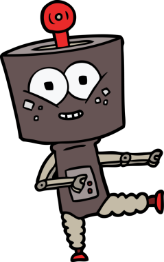 Bir insan tarafından çizilmiş mutlu robot çizimi