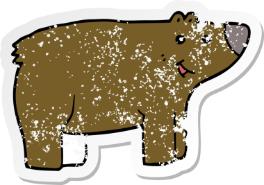 Bir insan tarafından çizilmiş karikatür ayısının sıkıntılı çıkartması.