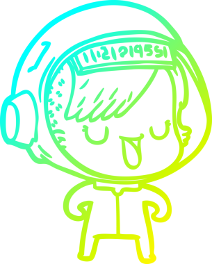 Bir insan tarafından çizilmiş soğuk gradyan çizgili astronot kadın çizimi.