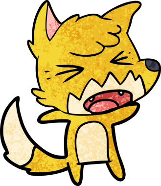 Bir insan tarafından çizilmiş kızgın çizgi film tilkisi.