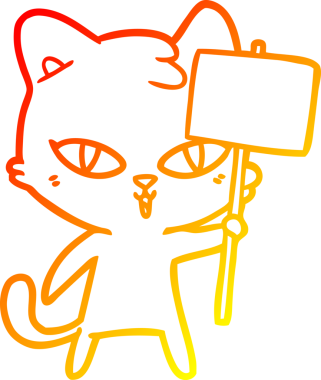 Bir insan tarafından çizilmiş çizgi film kedisinin sıcak çizgi çizimi