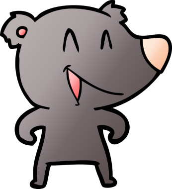 Bir insan tarafından çizilmiş gülen ayı çizgi filmi.