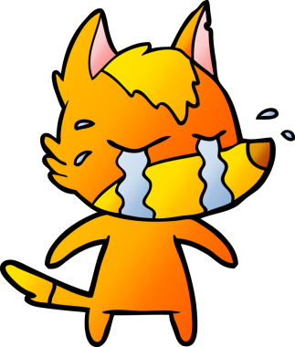 Bir insan tarafından çizilmiş üzgün küçük tilki çizgi film karakteri.