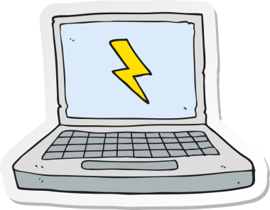 Bir insan tarafından çizilmiş dizüstü bilgisayar etiketi.