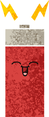 Bir insanın çizdiği pilin retro illüstrasyon tarzı karikatürü