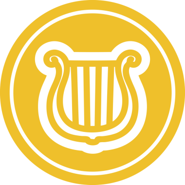 müzik enstrümanı arp dairesel simge bir insan tarafından çizilmiş