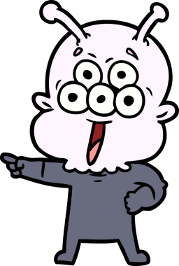 Bir insan tarafından çizilmiş mutlu çizgi film uzaylıları