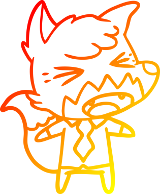 Bir insan tarafından çizilmiş kızgın bir tilki çizgi film patronunun sıcak çizgi çizimi