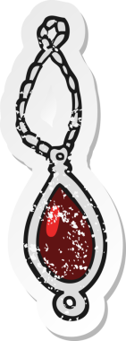 Bir insan tarafından çizilmiş kırmızı bir kolyenin gerilimli retro yapıştırması.