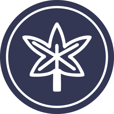 Bir insan tarafından çizilmiş marihuana yaprağı dairesel simgesi