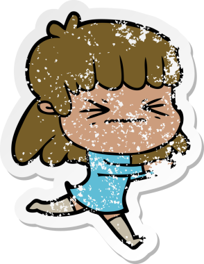 Bir insan tarafından çizilmiş karikatür bir kadının sıkıntılı çıkartması.