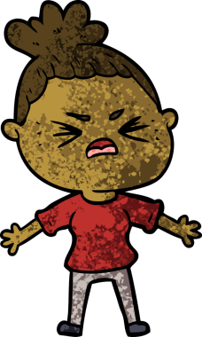 Bir insan tarafından çizilmiş kızgın bir kadın.