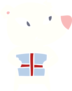 Sevimli düz renkli karikatür kutup ayısı. Bir insan tarafından çizilmiş xmas.