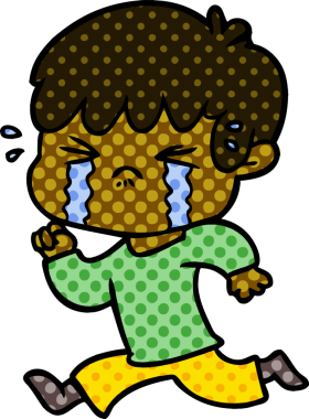 Bir insan tarafından çizilmiş ağlayan çizgi film çocuğu.