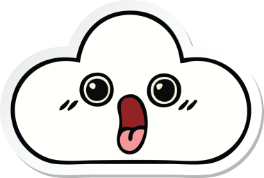 Bir insan tarafından çizilmiş şirin bir karikatür bulutunun çıkartması.