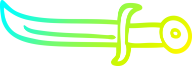 Bir insan tarafından çizilmiş altın bir hançerin soğuk gradyan çizgisi