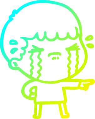 Bir insan tarafından çizilmiş ağlayan bir çizgi film karakteri çizimi.