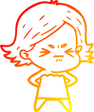 Bir insan tarafından çizilmiş kızgın bir kızın sıcak çizgi çizimi