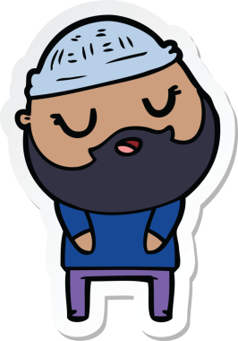 Bir insan tarafından çizilmiş sakallı bir karikatür adamın çıkartması.