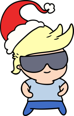 Bir insan tarafından çizilmiş Kawaii çocuğunun el çizimi Noel karikatürü.