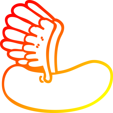 Bir insan tarafından çizilen uçan sosisin sıcak çizgi çizimi